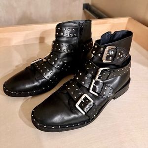 Topshop Studded Leather Ankle Bootie Women 38 US 7.5